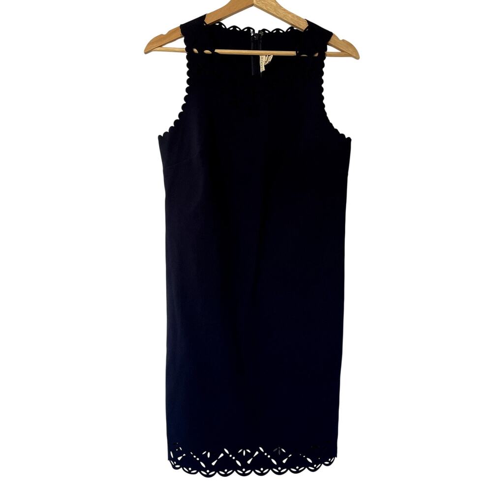 J.Crew scalloped design midi dress navy blue women's size medium cutout details